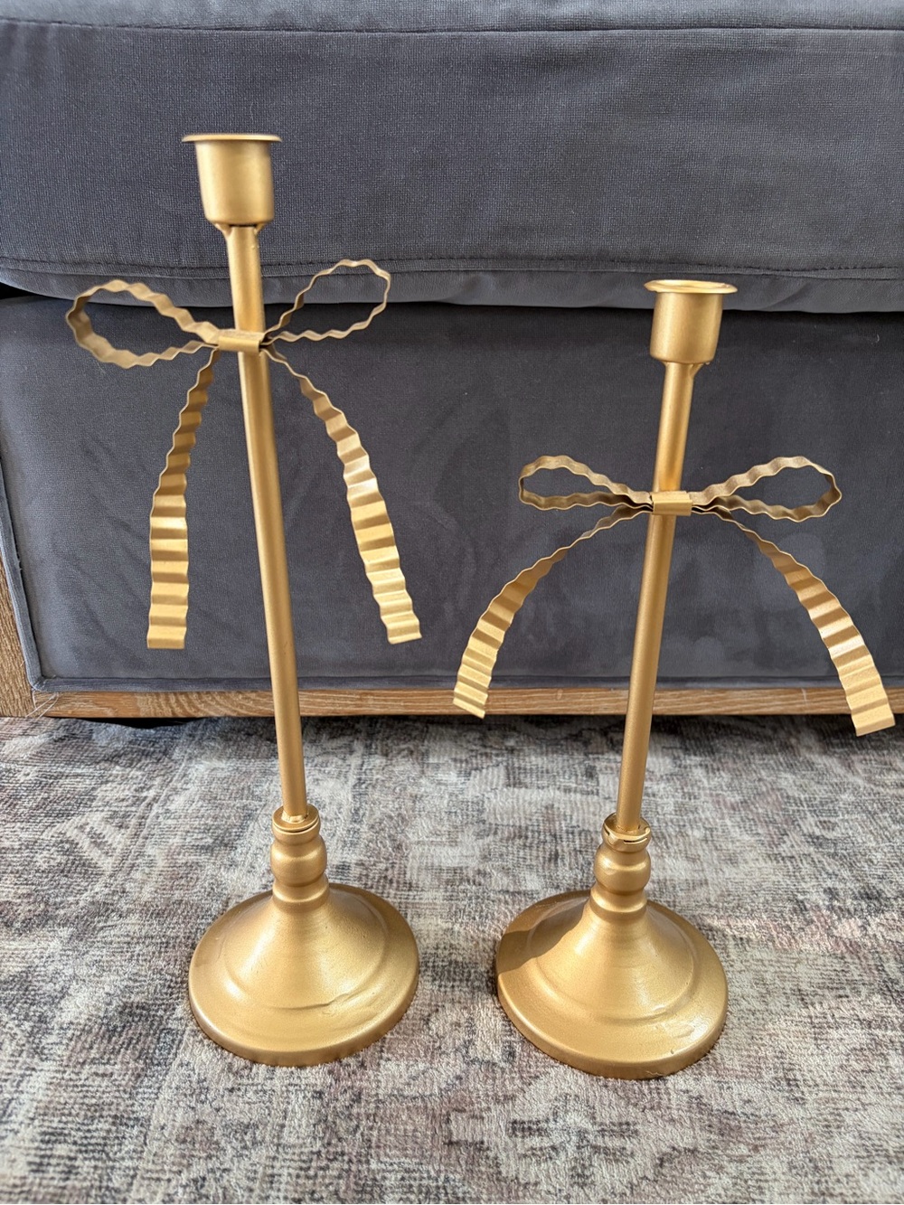 Kirklands Gold Ribbon Metal Candle Holders - Pair